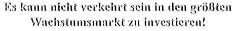 Es kann nicht verkehrt sein in den größten Wachstumsmarkt zu investieren! Es kann nicht verkehrt sein in den größten Wachstumsmarkt zu investieren!