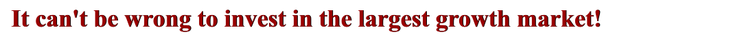 It can't be wrong to invest in the largest growth market! It can't be wrong to invest in the largest growth market!